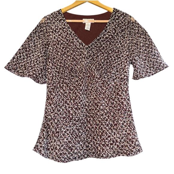 Vintage Covington Babydoll Top Womens 10 Feminine Y2K 90s Flowy Forest Fairy - Picture 1 of 6